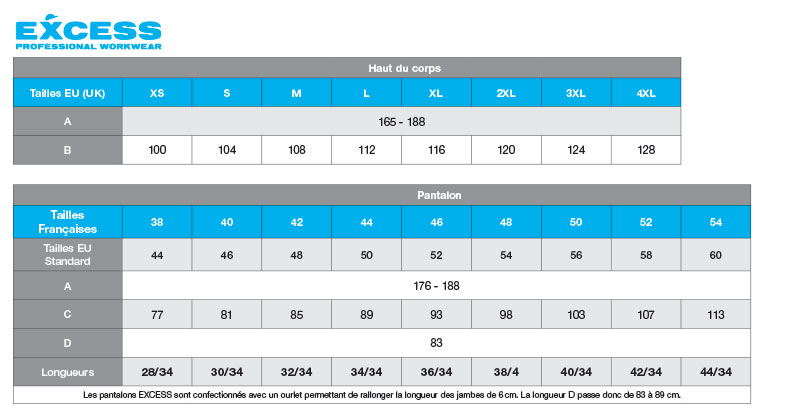 Guide taille Excess